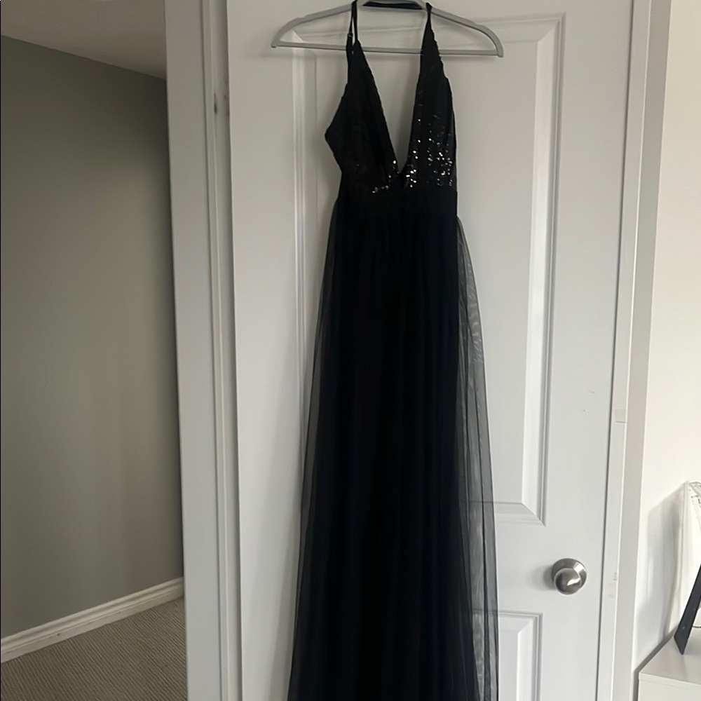 Elegant Black Sequin Prom Dress